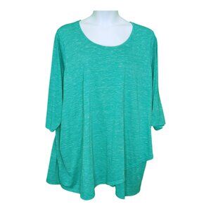 Woman Within Knit Top Womens 4X 34 36 Green Plus Shirt Scoop Neck Tulip Hem G02X